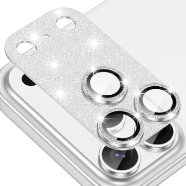 Imagem de Tccvayar Protetor de lente de câmera para iPhone 17 Pro [antiarranhões] [Ultra HD Clear] [Forte aderência] Capa de tela de vidro temperado de liga de alumínio metálico (glitter prateado)