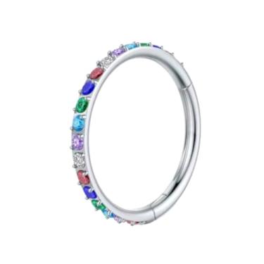 Imagem de Piercing Argola em Titânio, Prateada com Zircônia Colorida, 8mm