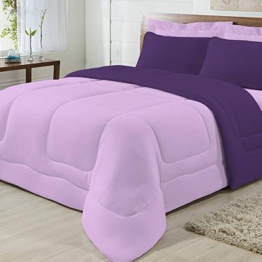 Imagem de Edredom Dupla Face 100% Algodão Malha Casal Gran Moratta 01 Peça - Roxo/ Lilas
