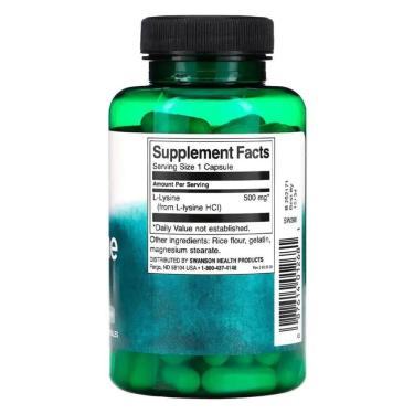 Imagem de L-lysine Free Form 500 Mg (100 Capsules) - Swanson