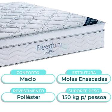Imagem de Cama Box Azul Com Colchão Casal Freedom Ortobom E Cabeceira