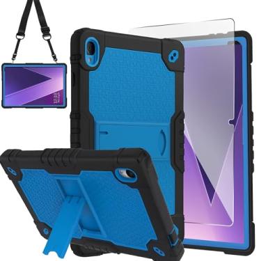 Imagem de Doemoil Capa para tablet Pritom Tab 10 Lite/TECLAST P26T/TECLAST P25T/Wetap M10 10,1 polegadas, à prova de choque, capa firme, alça de ombro com suporte embutido com protetor de tela (preto/azul/1