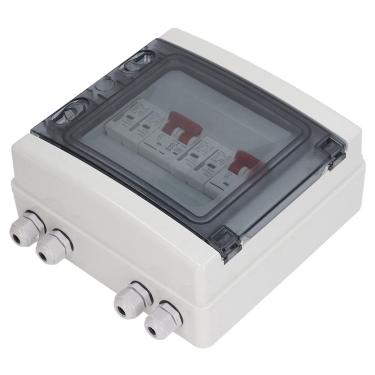 Imagem de POCREATION Caixa de Combinação Solar PV 500V DC, Disjuntor DC 32A Com Protetor, Proteção contra Sobretensão e Sobrecarga, IP65 à Prova D'água, Com Tampa Transparente, para Painel Solar
