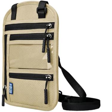 Imagem de vastsky Carteira de pescoço de viagem com bloqueio de RFID – Suporte oculto para passaporte e bolsa antifurto para dinheiro para homens e mulheres, organizador de viagem oculto leve com alça ajustável