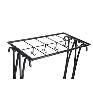 Imagem de POCREATION Suporte para Guarda-chuvas, Suporte de Ferro Com Bandeja de Gotejamento para Casa e Saguão de Hotel, para Guarda-chuvas Com 10 Furos e 8 Ganchos para (Preta)