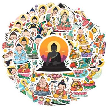 Imagem de 70 pçs Buddha Meditação Paz Harmonia Espiritualidade Papelaria Adesivos Brinquedo Sereno PVC Adesivo para Guitarra Laptop Capacete Skate Mala Frigorífico Telefone Bagagem Laptop Guitarra Carro