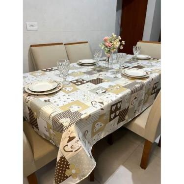 Imagem de Toalha de Mesa Oxford para 4 6 e 8 Cadeiras – Decoração Cozinha Festa e Jantar (Bules Bege,4 lugares 1,00 x 1,45 metros)