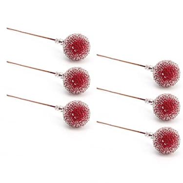 Imagem de Cosiki Baga Artificial Vermelha Mini Frutas Foscas Bagas de Azevinho para Decoração de árvore de Natal 100 Peças Pacote de Contas de Vidro de Espuma Festa Em Casa Casamento