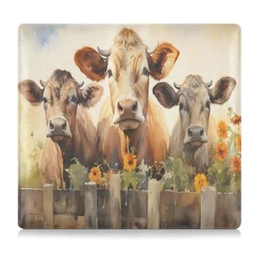 Imagem de CEBUGI Três vacas com girassóis, porta-luvas e porta-luvas, porta-luvas, organizador de documentos, 12,5 x 24 cm