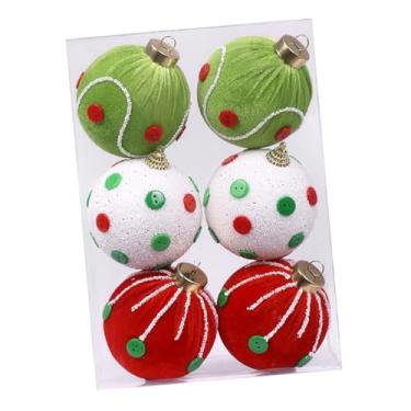 Imagem de Nishiyuenyi Conjunto de 6 Bolas de Natal para Decoração de árvore de Natal, com 8 Cm (3,15 Polegadas), Ideais para Eventos Especiais, Festas E Noivados, Branco Vermelho Verde, Tamanho real
