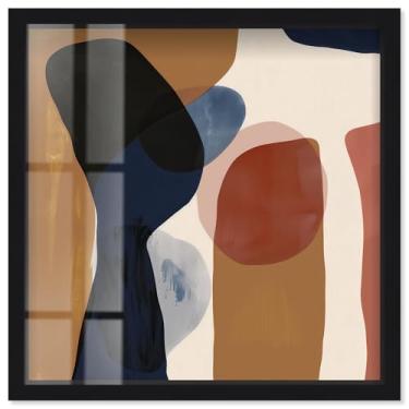 Imagem de Ochre Overlap III Shadowbox Print Modern Boho Wall Art por Art Remedy, moldura preta, 43 x 43 cm