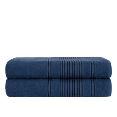 Imagem de Kit 2 Toalhas de Banho Luxo 100% Algodão 450g/m² Alta Absorção Macias 74x150cm(2 AZUL)