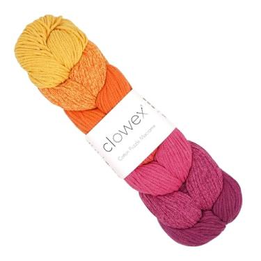 Imagem de Clowex Cordão de macramê de algodão trançado com 7 cores, fio de macramê artesanal variegado de 2,5 mm x 273 m, cordão de artesanato arco-íris, corda de macramê multicolorido para crochê e tricô (N9