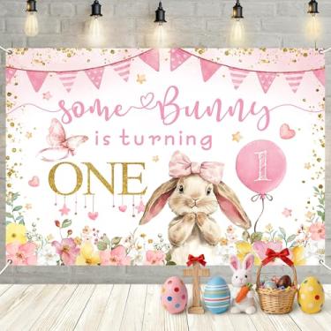 Imagem de MEHOFOND Pano de fundo para chá de bebê de 188 x 109 cm de coelhinho que está transformando um fundo fotográfico
