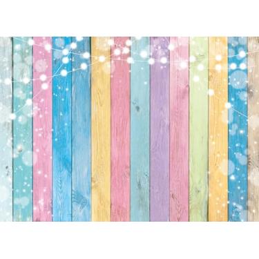 Imagem de INRUI Pano de fundo colorido para fotografia de madeira, pastel, de madeira, para crianças, aniversário, chá de bebê, decoração de festa (25 x 20 cm)