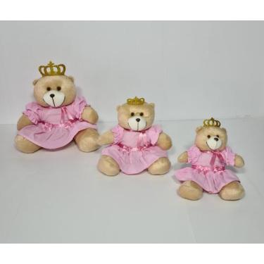 Imagem de Kit Trio De Ursinhos Para Nicho Princesa Realeza Caramelo Rosa Bebê  -