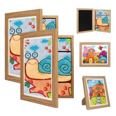 Imagem de Orankay Pacote com 2 molduras de arte para crianças – Molduras de arte para crianças mutáveis, abertura frontal comporta 150 x 11 molduras para arte infantil, moldura de arte infantil com