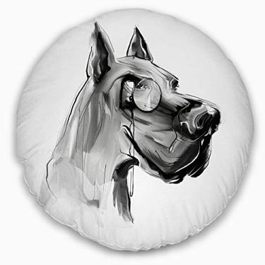 Imagem de Designart Buldogue inglês com monóculo animal manta redonda sala de estar, sofá, enchimento de almofada + capa de almofada impressa em ambos os lados 40,64 cm