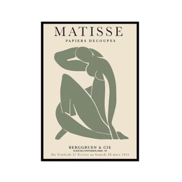 Imagem de Impressão de arte de parede verde sálvia Matisse impressão abstrata mercado de flores Picasso exposição pôsteres em tela minimalista linha arte folha boho decoração de quarto (SKU1,40.6x61.0 cm =