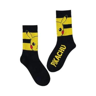 Imagem de Meias De Cano Médio De Desenho Animado Pokémon Pikachu Para Homens E M