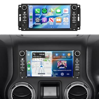 Imagem de Rádio estéreo de carro 4G + 128G para Jeep Wrangler/Dodge/Chrysler, tela sensível ao toque IPS de 7 polegadas/Android 15/Wireless CarPlay/Android Auto/DSP EQ/Navegação GPS/WiFi/5.0Bluetooth/FM/RDS/SWC