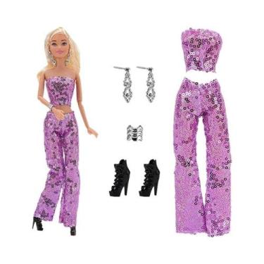 Imagem de Vestido Fashion Para Boneca Barbie, Conjunto De Inverno Com Saia, Suét