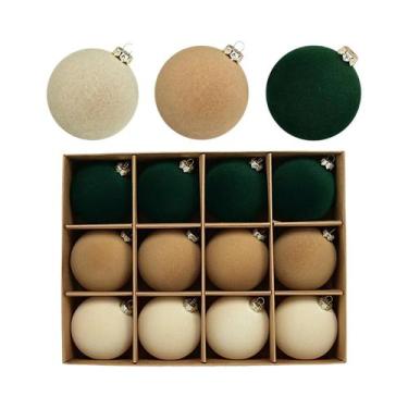 Imagem de Conjunto De Enfeites De Natal Em Feltro 2024 Bolas Macias Decorações P