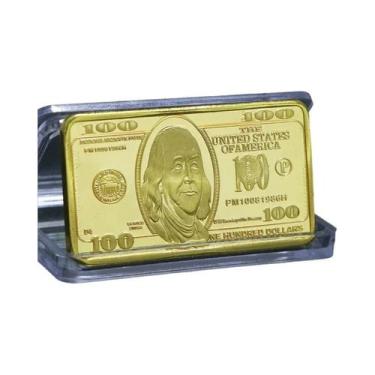 Imagem de 1 peça eua 100 dólar lingotão 24k barra de ouro moeda de metal america