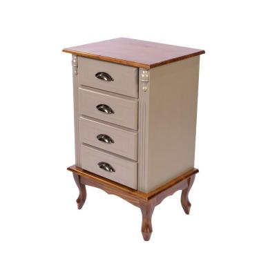 Imagem de Mesa De Cabeceira 4 Gavetas Pés Luiz Xv E Puxadores Concha - Amêndoa Laca Com Tampo E Base Imbuia Glazer Puxador Concha