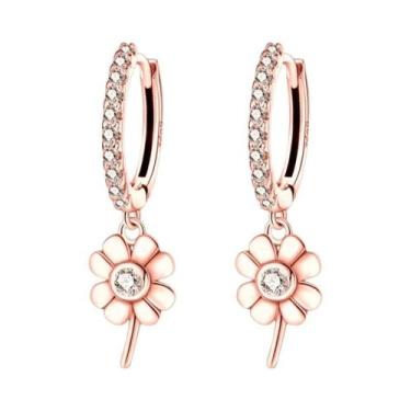 Imagem de Brincos De Argola Em Prata Esterlina 925 Com Zircônia Brilhante Em For