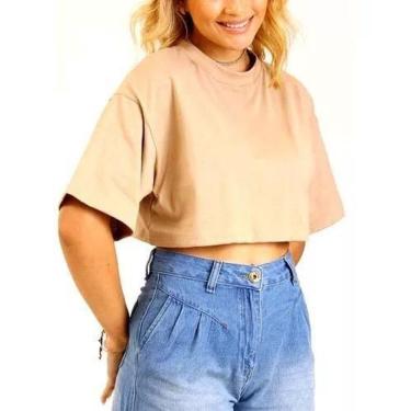 Imagem de Camiseta Croped Feminino Blusa T-Shirt EmMalha De Algodao Leve Confortavel-Feminino