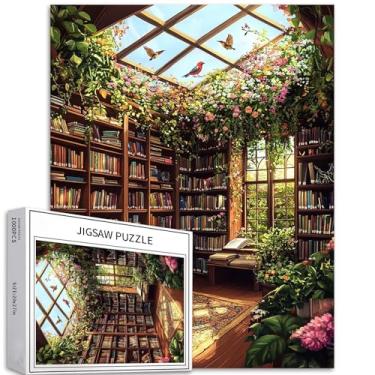 Imagem de Enchanted Book Room Quebra-cabeça de 1000 peças para adultos claraboia luz natural fundo arte quebra-cabeça colorido DIY para decoração de casa presentes quebra-cabeça família perfeito para noites de