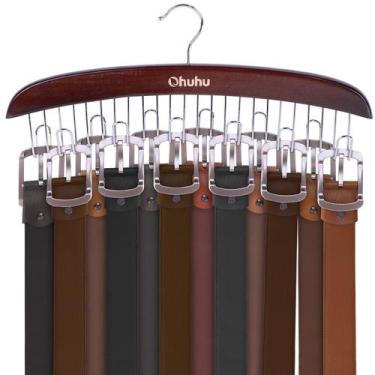 Imagem de Organizador de cabide de cinto Ohuhu 12 ganchos para 36 cintos Walnut
