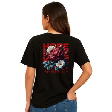 Imagem de Camiseta Hope Rosas Esperança Ilumina o Caminho, Preto, GG