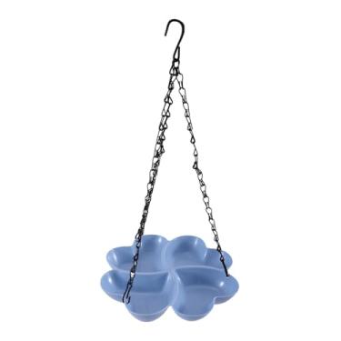 Imagem de WeiLaiKeQi Alimentador de pássaros suspenso para jardim externo, com banheira e bandeja de alimentação resistentes às intempéries, ideal para pássaros azuis em, Azul