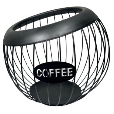Imagem de Porta Cápsulas de Café Universal em Ferro Redonda 20,5 x 18cm (Preto)