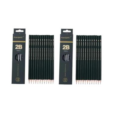 Imagem de 12 Lápis De Desenho Profissional 2B Grafite Com Grafite Preto Para Esb