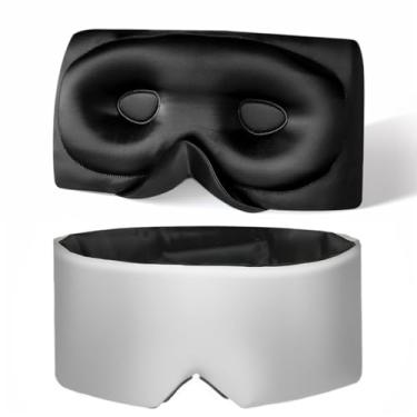 Imagem de USlixury Máscara de dormir de seda, máscaras de dormir contornadas 3D, máscaras blackout para dormir para mulheres com asa de nariz, 100% seda de amoreira, máscara antiderrapante para dormir de lado