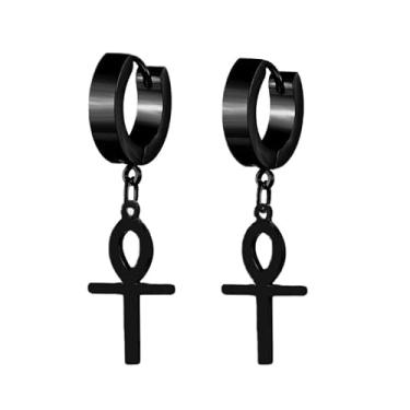 Imagem de Brinco de cruz de aço inoxidável Ankh – símbolo egípcio antigo da vida eterna e estilo atemporal, joia chave da vida para entusiastas da moda espiritual, Standard, Aço inoxidável, Sem pedra preciosa