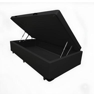 Imagem de Cama Box Baú Solteirão Blindado Diversas Cores (96x203x42) (Corino Preto)