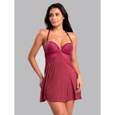 Imagem de Camisola IMI Lingerie Renda e Bojo com Calcinha Em Microfibra Fascine 