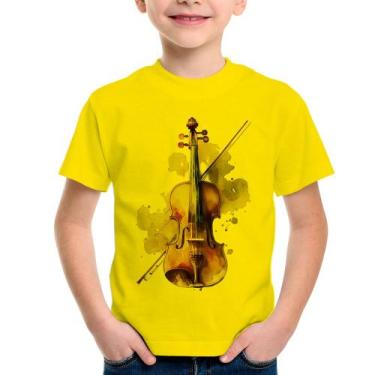 Imagem de Camiseta Infantil Violino - Foca na Moda, Amarelo, 14