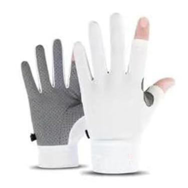 Imagem de TOPINCN Luvas de Ciclismo, 2 Luvas Esportivas Sem Dedos Com Textura Antiderrapante e Proteção Solar, Respiráveis ​​e de Secagem Rápida, para Ciclismo, Direção e Pesca (Branca)