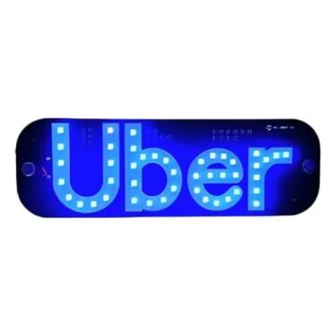 Imagem de Placa LED com Ventosa Motorista de Aplicativo Identificação Carro Letreiro Luminoso Painel Sinalização Vidro Para-brisa LED - Azul