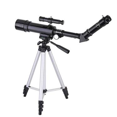 Imagem de pcagfaajmh Telescópio prático refrator com tripé; telescópio portátil localizador para crianças; astronomia iniciantes 45 graus, comprimento focal do espelho Zenith completo 360 mm