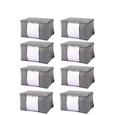 Imagem de Caixa Saco Organizador Grande Edredom Cobertor Casaco Guarda(8PCS-84L-Cinza)