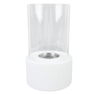 Imagem de Naroote Peça Central Exterior Interna Sem Fumaça Portátil Elegante da Lareira do Tampo da Mesa para Casa, Decoração de Vidro de Aço Inoxidável 9.1 Polegadas (Branco)