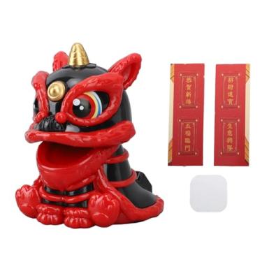 Imagem de Phefop Ornamento de Leão Despertador Movido a Energia Solar, Decoração de Carro de Leão, Material ABS, Estilo Chinês, Amuleto da Sorte para Decoração de Casa e Acessórios Interiores de (Preto)