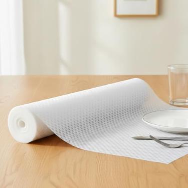 Imagem de Forro de prateleira antiderrapante, resistente à água, protetor de prateleira à prova de óleo, rolo não adesivo, tapete reutilizável cortado para geladeira, mesa, armário, cozinha, transparente