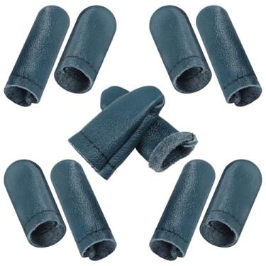 Imagem de 10 peças de agulha protetora de dedo de couro - Protetor de dedo de tricô para feltragem de agulhas, ferramentas de proteção de dedal, berços de manga de proteção de dedo para dedos de agulha (cor